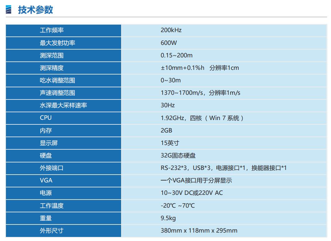 中海達HD-550全數字測深儀技術參數